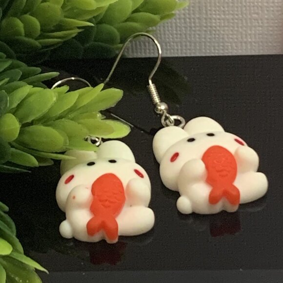 Bunny Earring, Easter Earring, Fish Earring, Rabbit Earring, Gift Idea, Fishing - Picture 4 of 6